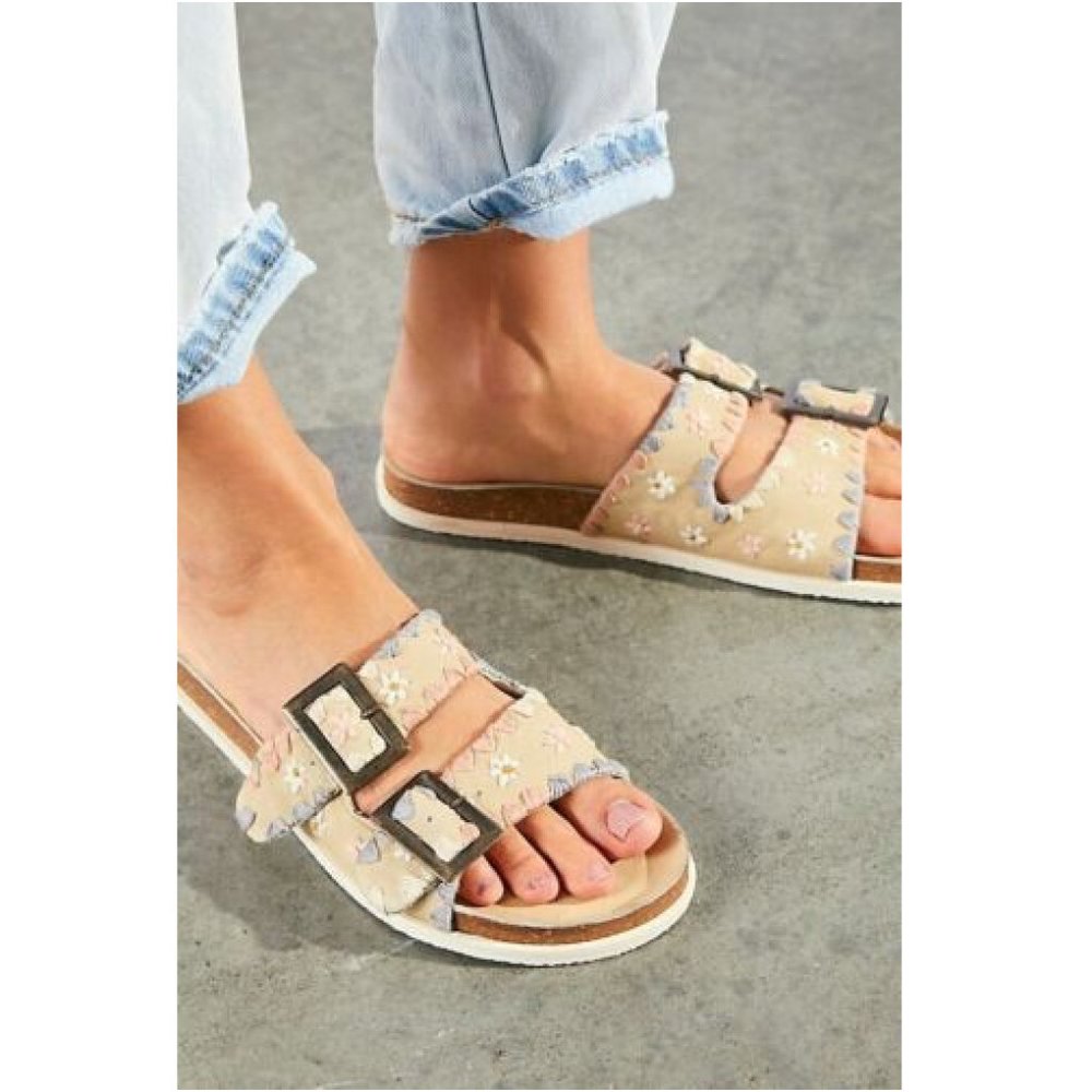 NEW Free People Wildflower Embroidered Floral Leather Sandals 10 / 40